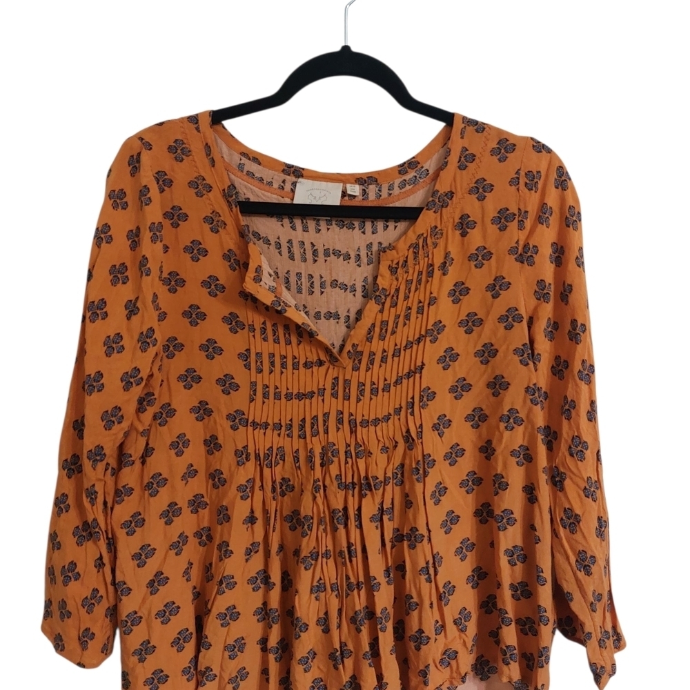 Chic Orange Floral Blouse